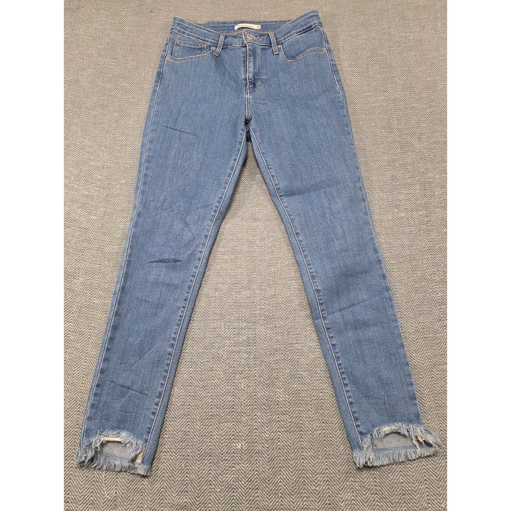 Levi Strauss Co‎ 721 High Rise Skinny Jeans Blue Frayed Hem Women's Size 29
